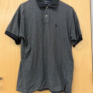 Vintage Nautica Black and Gray Micro-Check Polo
